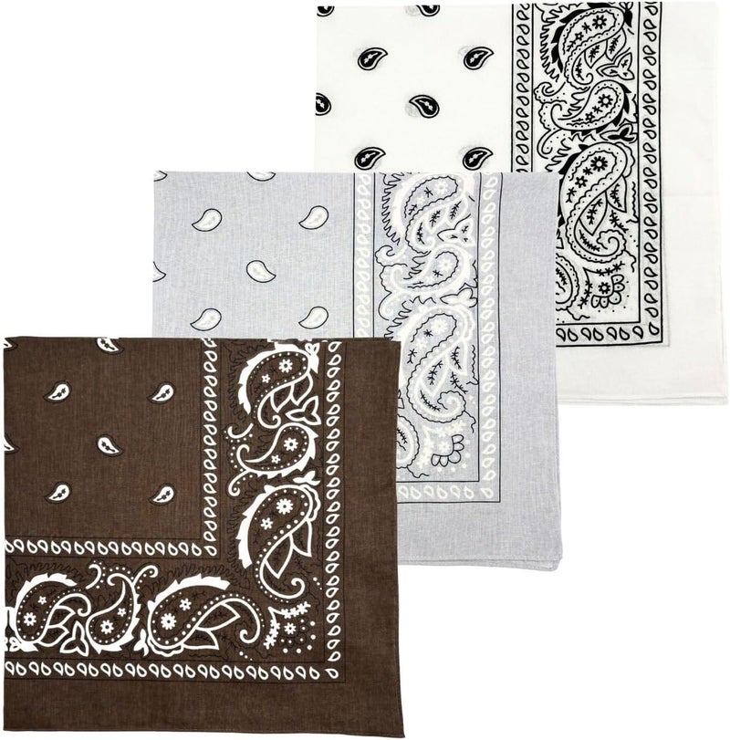 MD Style 3 PCS Extra Large Bandanas 27” x 27” 100% Cotton for Men & Women Paisley Handkerchief Headband Scarf Jumbo Bandana - Image 1